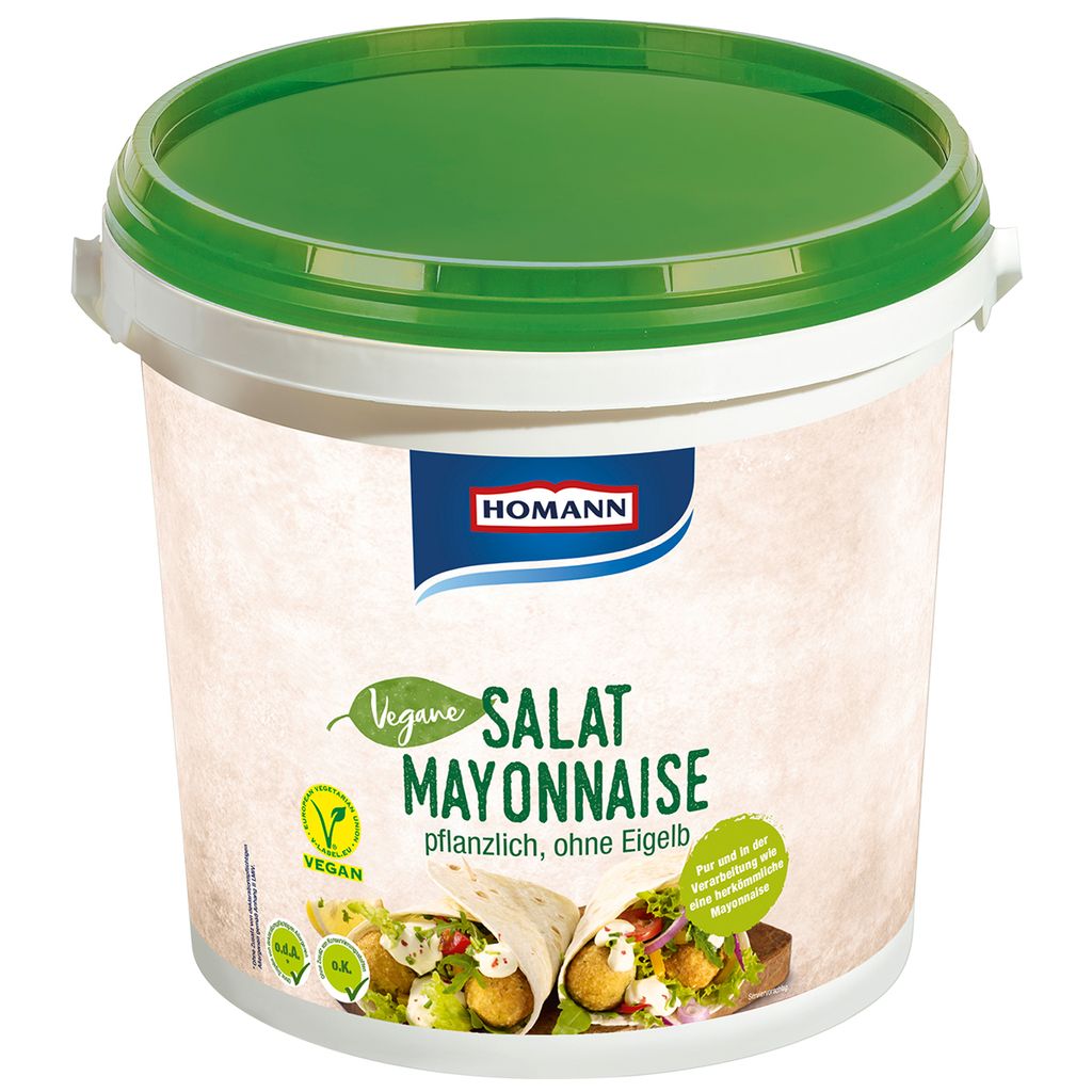 Verpackungsbild Homann Vegane Salatmayonnaise cremig mild auf Rapsölbasis 10000g