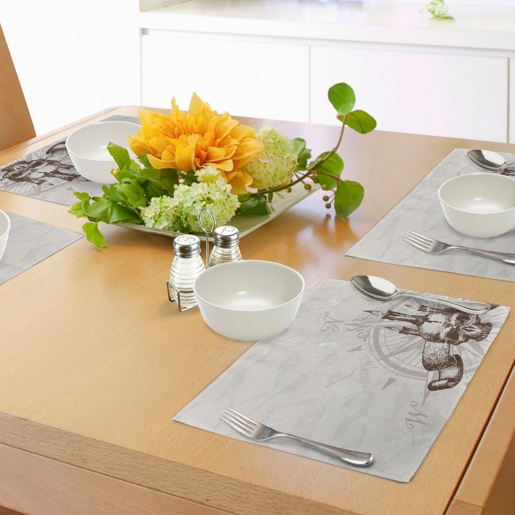 ABAKUHAUS Kompass Platzmatten, Kompass mit Skull und Kerzen Spooky Adventure New Pirate Destinations Thema, Tiscjdeco aus Farbfesten Stoff für das...