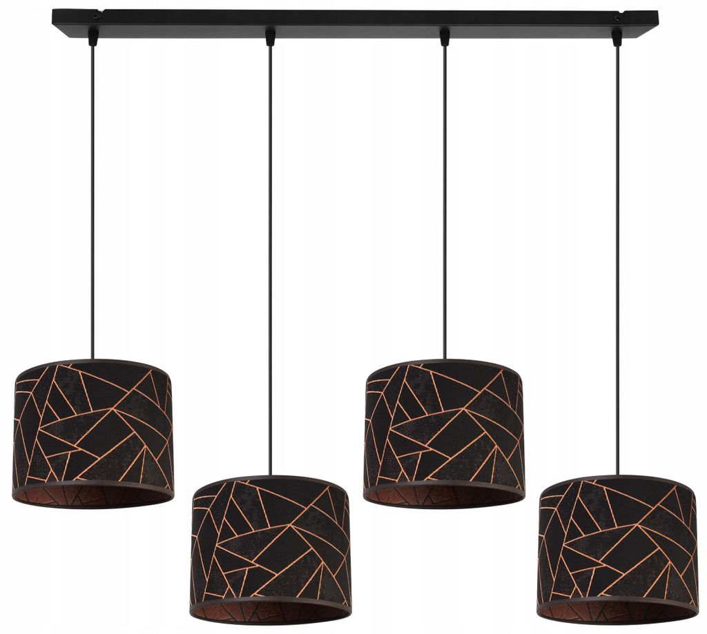 Pendelleuchte Kronleuchter mit Kupfer Muster – Moderne Hängelampe mit Lampenschirm, Deckenlampe für Wohnzimmer und Esszimmer