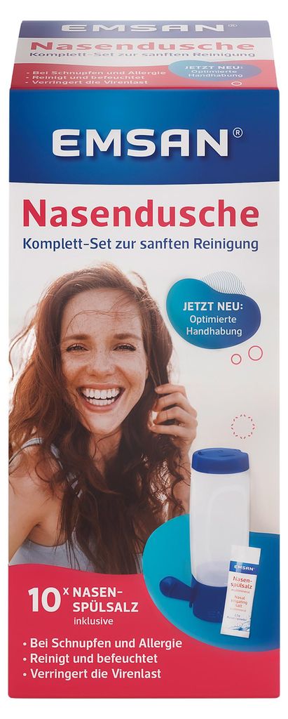 EMSAN Nasendusche 4083700302717 weiss blau Kunststoff Produktbild  KI-generiertes Bild