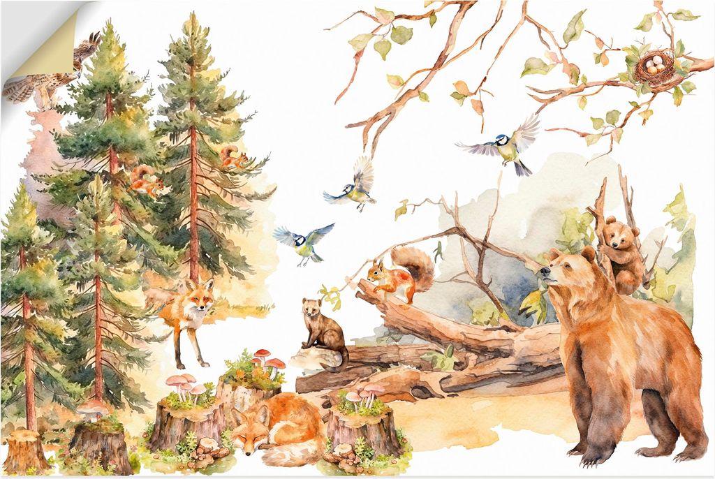 ARTland Wandbild, selbstklebend Die Tiere des Waldes Größe: 30x20 cm