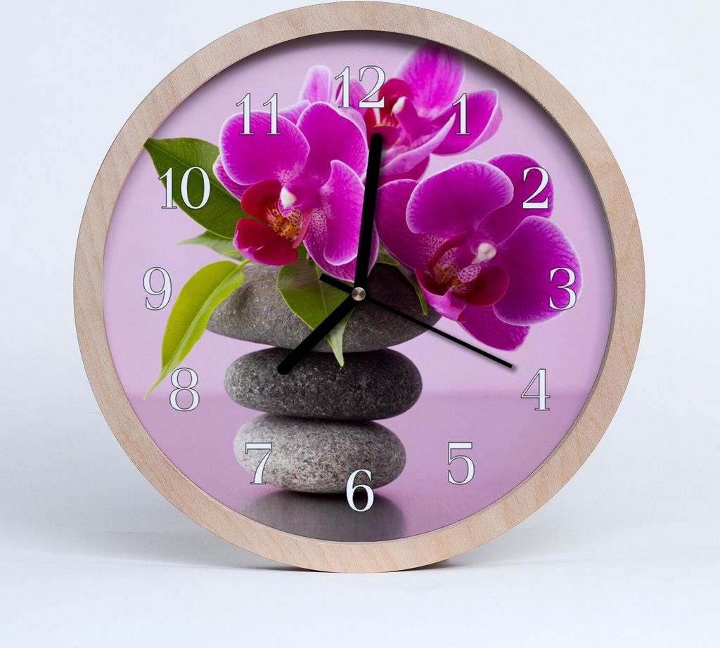 Holzuhr 20fi cm wanduhr - Orchidee Blumen