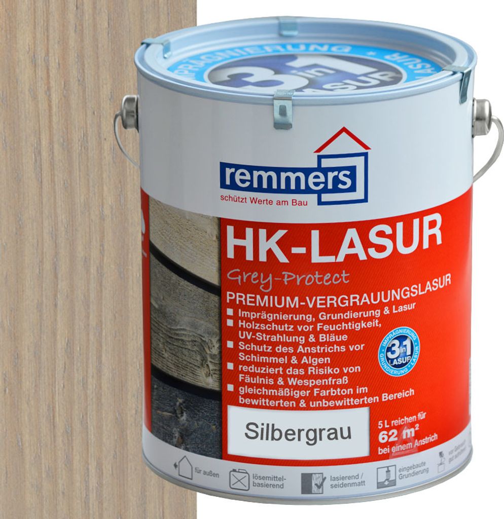 Remmers HK-Lasur grey protect silbergrau 5 l Zdjęcie produktu 