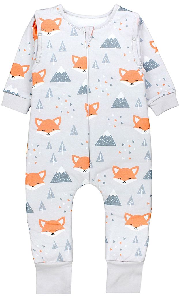 TupTam Baby Schlafsack Baumwolle 2.5 TOG mit Füßen & abnehmbaren Ärmeln, Herbst Winter, warm & atmungsaktiv, Farbe: Fuchs im Winter, Größe: 11...