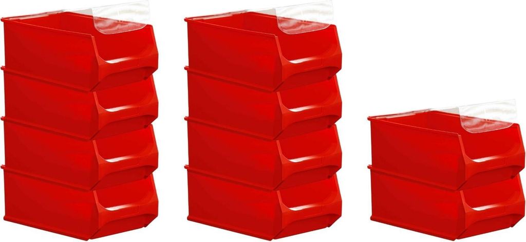 SparSet 10x Rote Sichtlagerbox 5.0 mit Abdeckung | HxBxT 20x30x50cm | 21,8 Liter | Sichtlagerbehälter, Sichtlagerkasten, Sichtlagerkastensortiment...