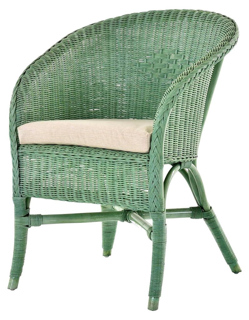 Klassischer Rattan Club-Sessel mit Polster in Beige