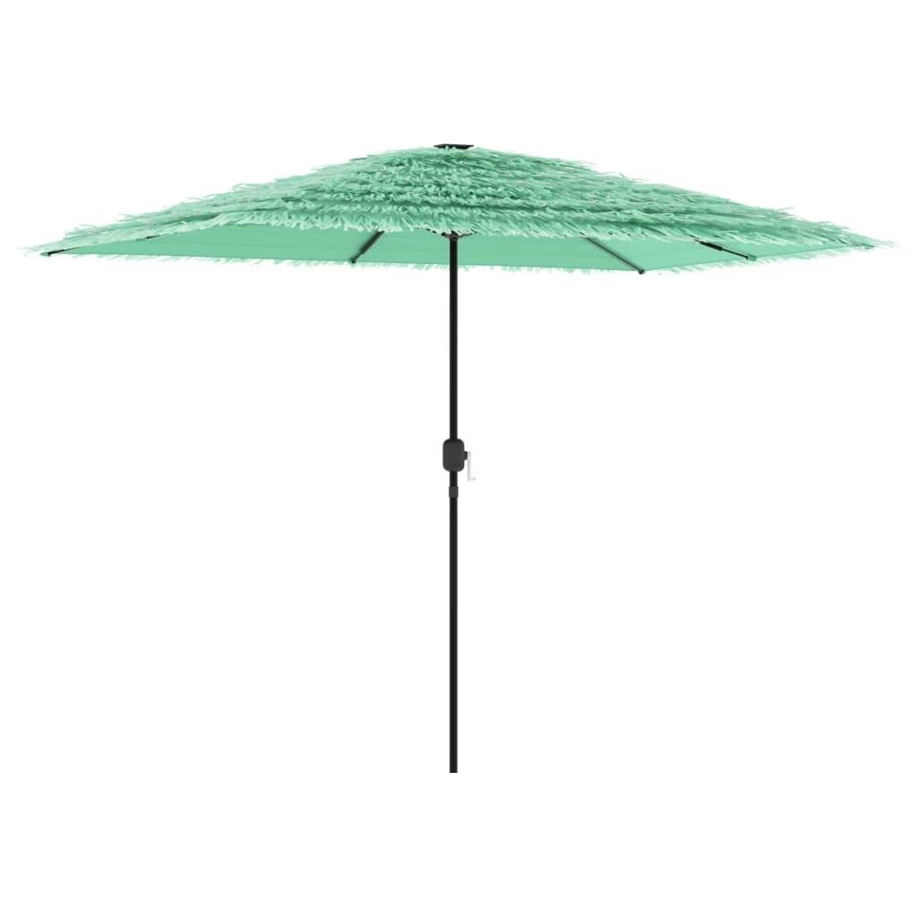 VidaXL Ombrellone A Sbalzo Con LED Solari E Manovella - Diametro 3m, Tessuto Poliestere Anti-UV, Colore Azzurro