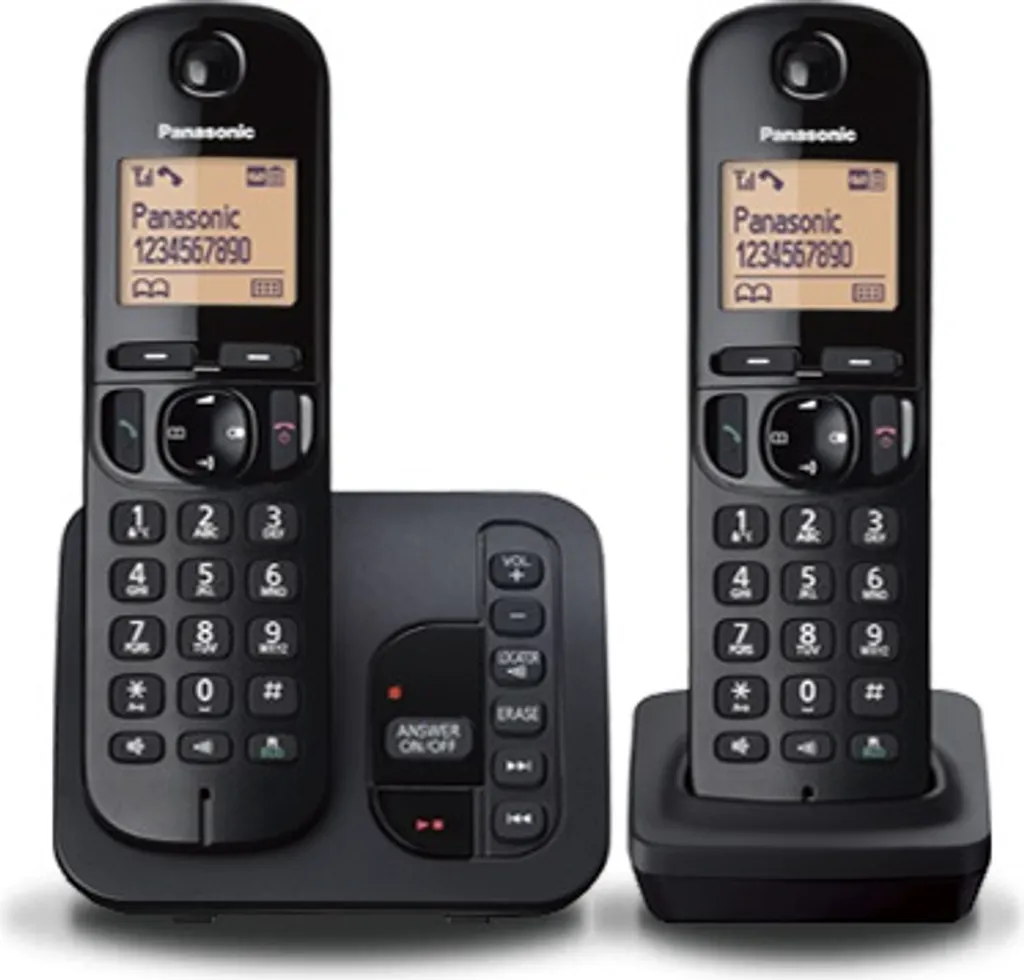 Téléphone fixe DECT Panasonic KXTGC222BLB Noir, duo avec répondeur