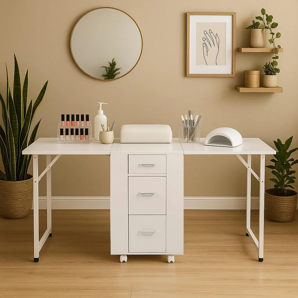 Table manucure pour petits salons double poste mobile modèle compact - 2