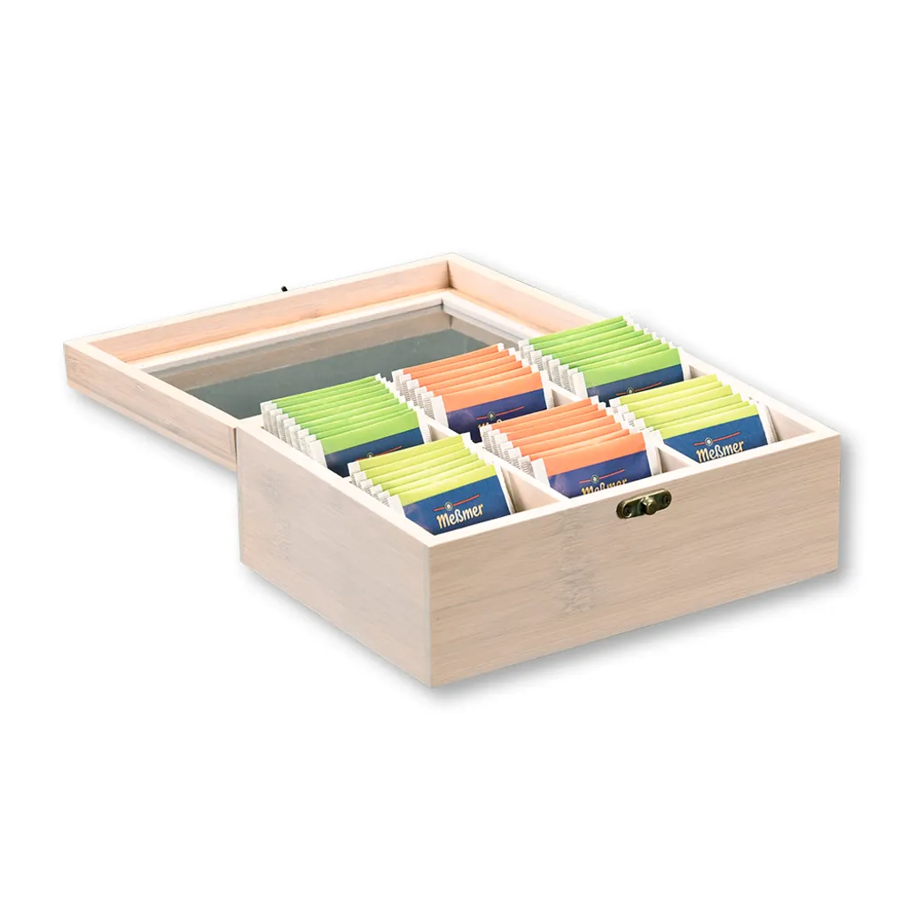 KESPER Organizer per tè, 6 scomparti, 21,5 x 16 x 9 cm, bambù, bianco KESPER 57902