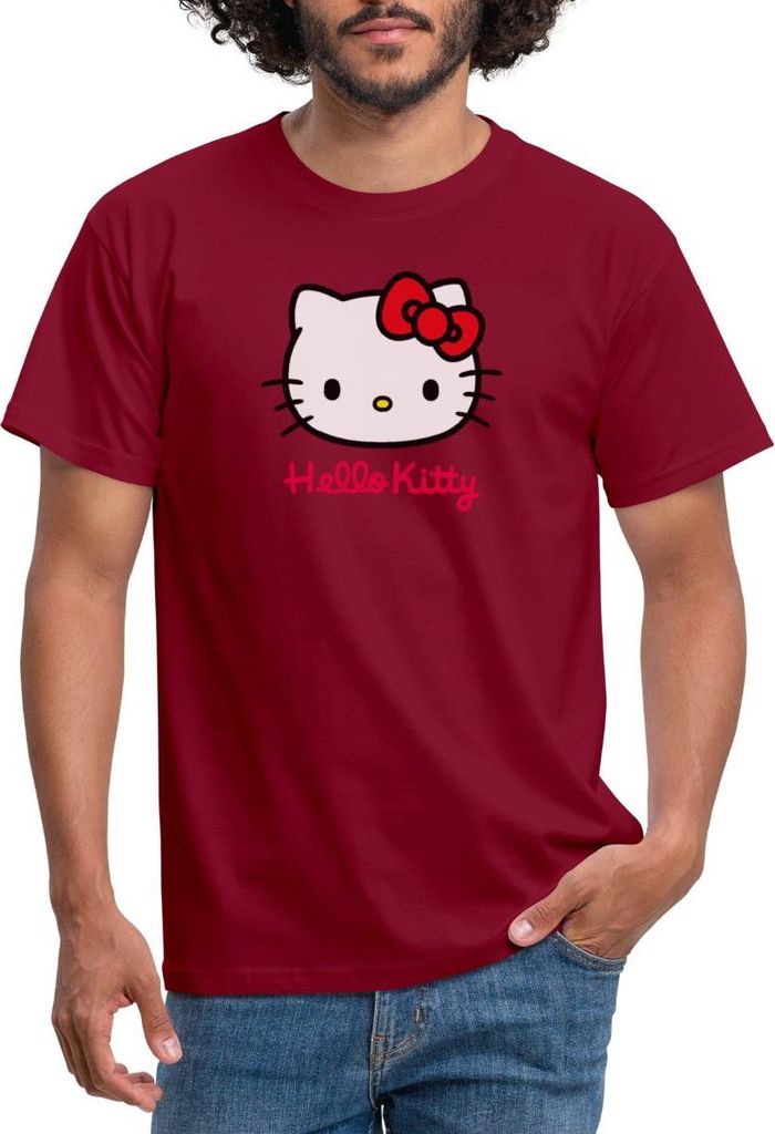 Spreadshirt Hello Kitty Klassisch Mit Schriftzug Männer T-Shirt, S, Ziegelrot