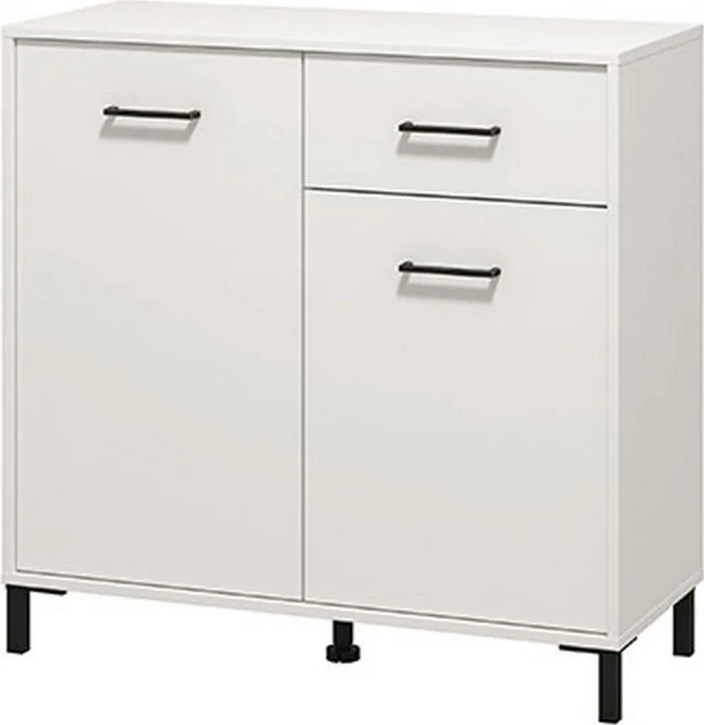 Buffet Blanc Laerruu 90 cm de Haut avec Rangement Double Étagère Robuste - 8