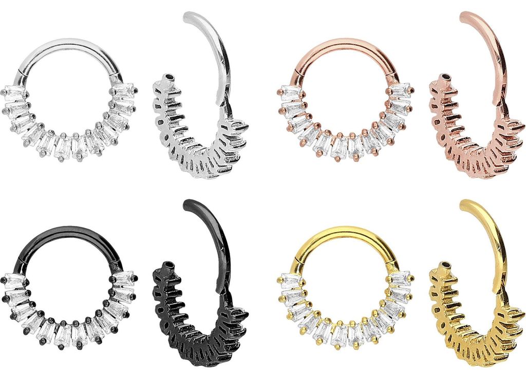 Ohrpiercing, Nasenpiercing, Septum Piercing Chirurgenstahl Segmentring Clicker 12 EINGEFASSTE KRISTALLE