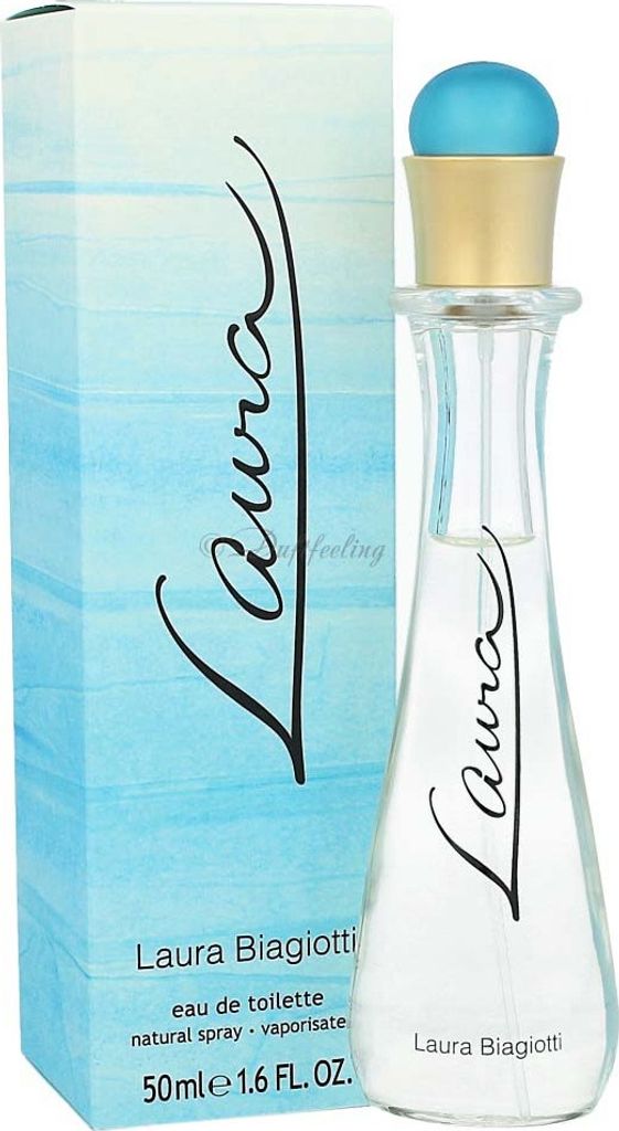 A perfume bottle and its packaging are displayed against a white background.