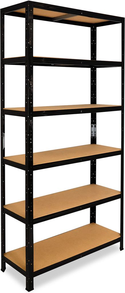shelfplaza BLACK 180x23x50 cm Schwerlastregal in schwarz mit 6 Böden und 145 kg Traglast pro Boden