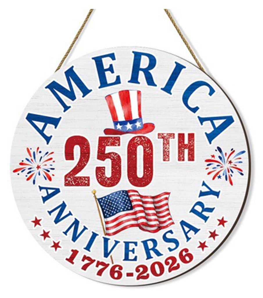 Türschild aus Holz zum 250. Jahrestag der USA (1776–2026): 250 Jahre Freiheit – Patriotisches Wandschild zum Unabhängigkeitstag (4. Juli) fü...