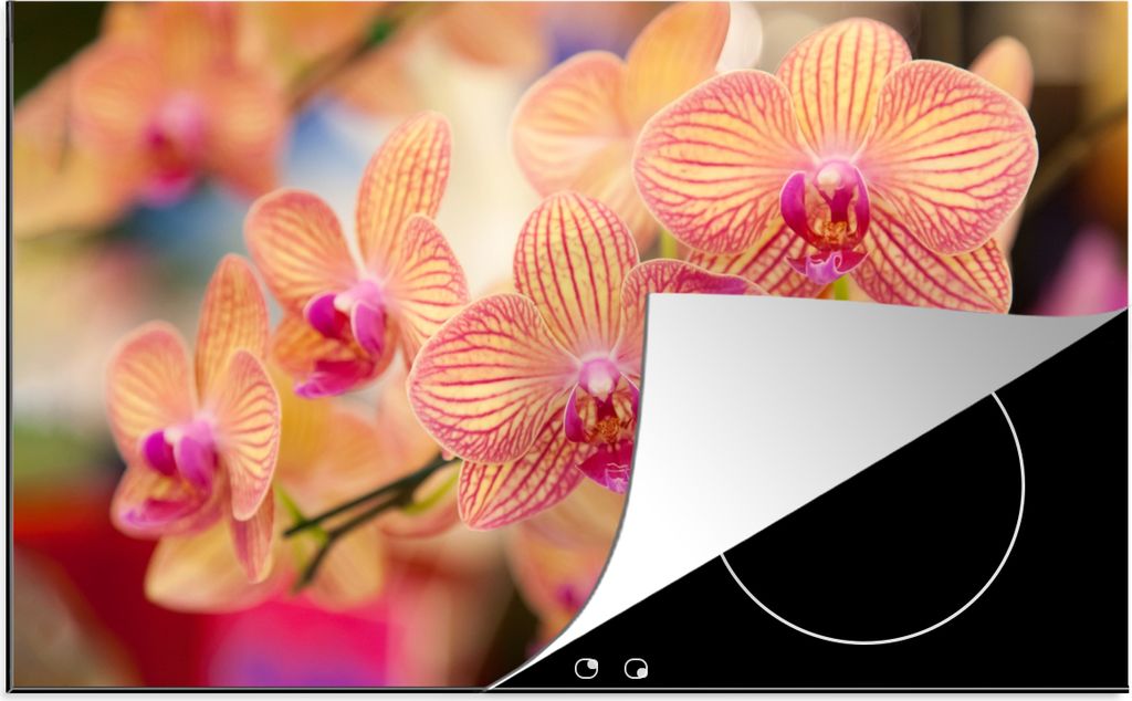 KitchenYeah Herdabdeckplatte Pflanze - Orchidee - Blumen - Rosa - Flora , 90x52cm, Küche Deko, Glaskeramikfeld Herdabdeckung, Abdeckplatte fùr ...