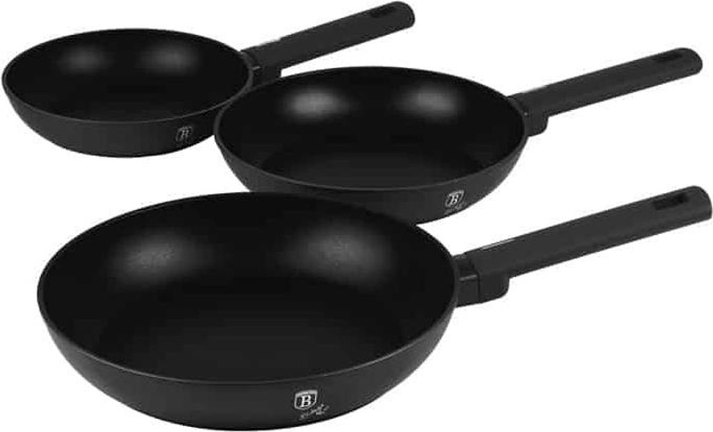 3er-Set Bratpfannen, Berlinger Haus, BH8195, Mattschwarz