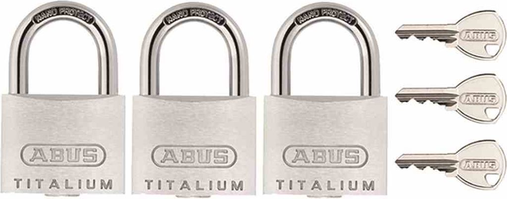 ABUS 184-307 Vorhangschoss 64TI/30 aus TITALIUM, silber, 3-teilig (1 Set)