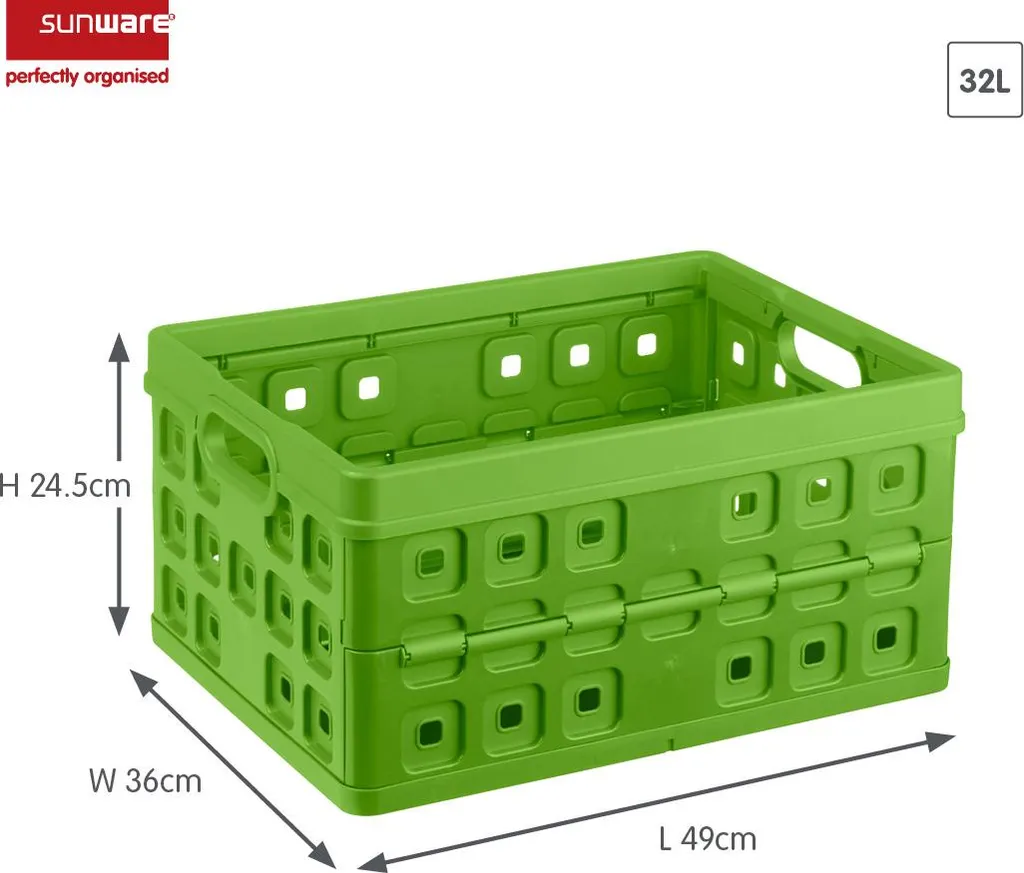 Boîte de Transport Pliable 32L Sunware Square Verte avec Poignées Soft - 2