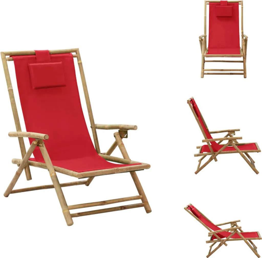 Sedia Relax in Bambù vidaXL Rossa: Comfort Naturale e Regolabile - 1
