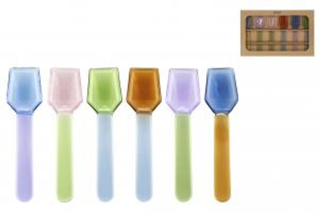 H&H Set 6 Cucchiaini Gelato In Vetro Borosilicato Colori Immagine del prodotto 