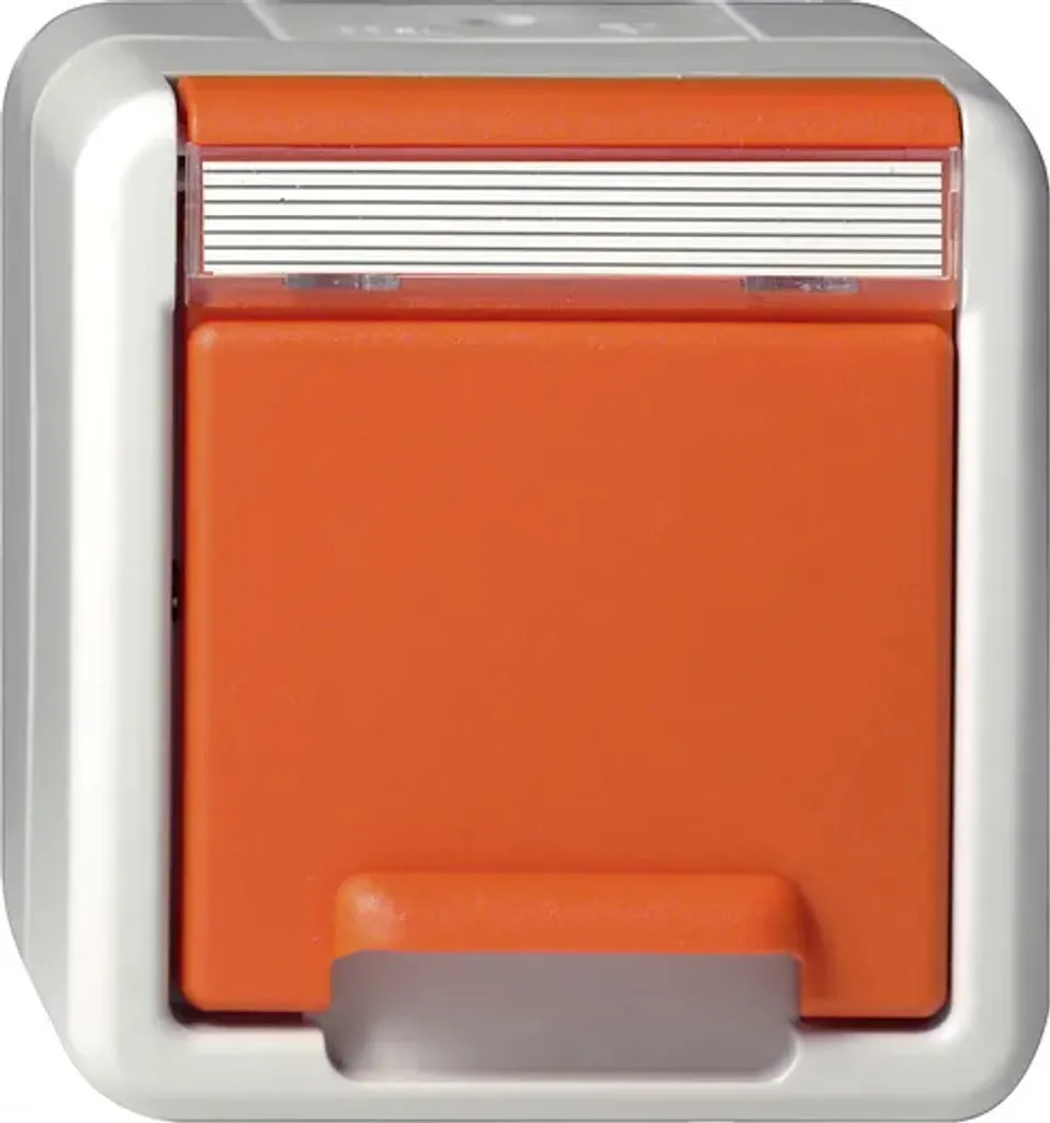 Prise Gira 4440309 Orange Schuko avec Protection BSF et Clapet Rabattable