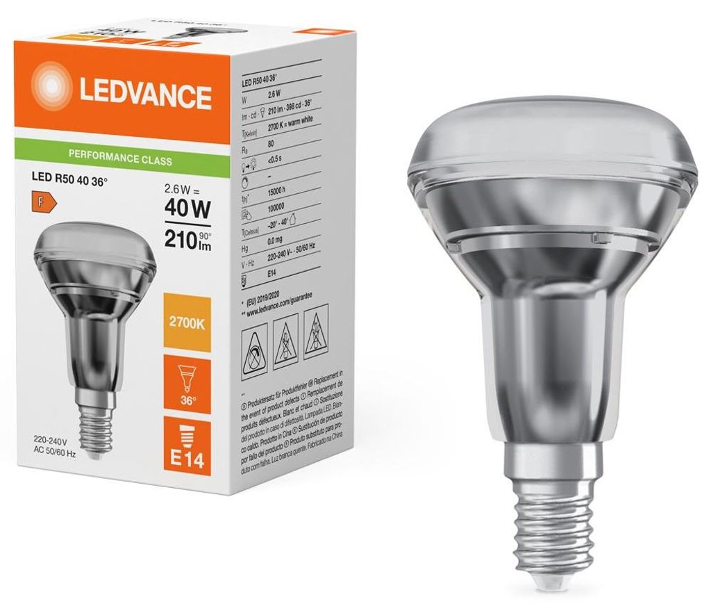 Osram LED R50 P, 2,6 W, 40 W, E14, 210 lm, 15000 h, Produktbild 