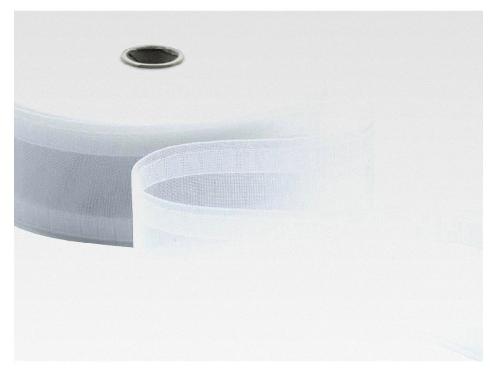 Transparentes Gardinenband Wave ohne Schnüre - 75 mm x 50 m, Weiß