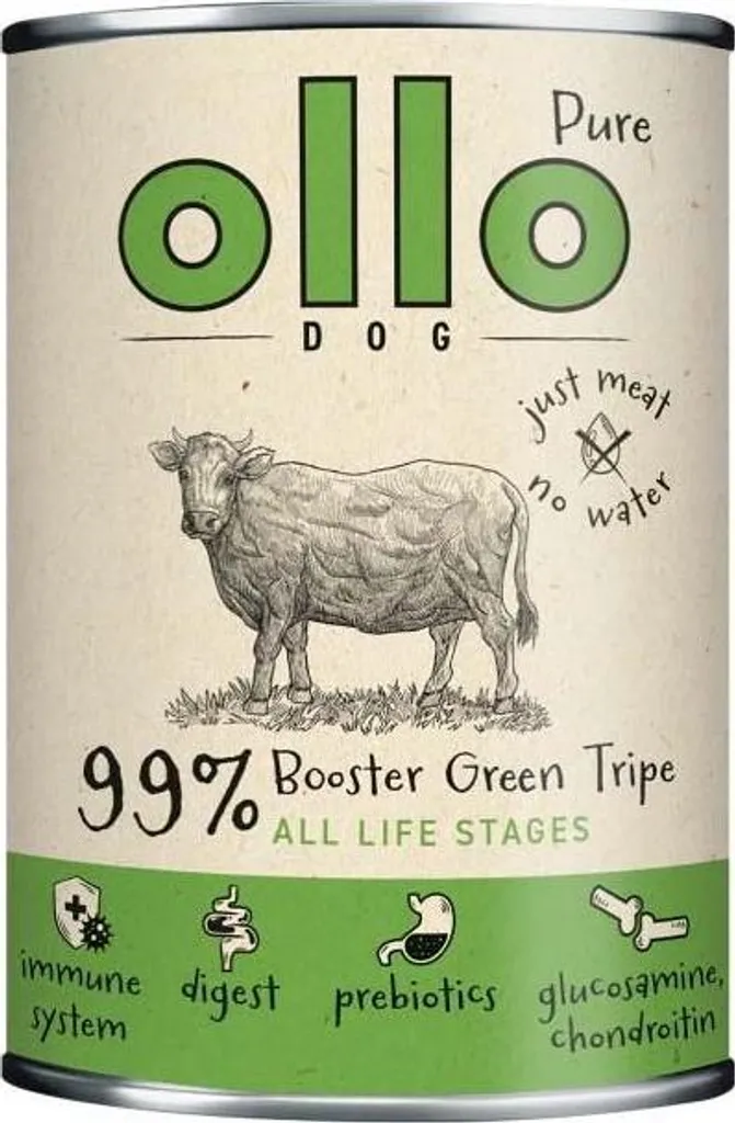 Ollo Booster Green Tripe Pâtée pour Chien Riche en Nutriments 400g