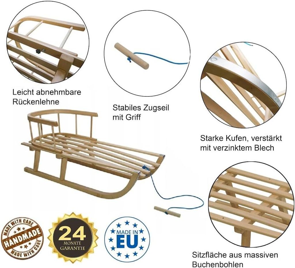Best For Kids | Holzschlitten Für Kinder Mit Rück Produktbild-Vorschau 12