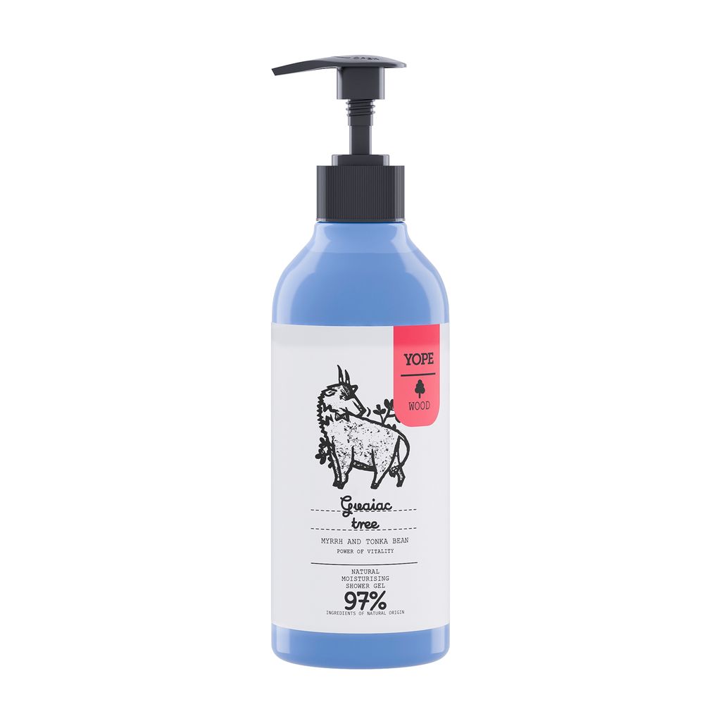 YOPE WOOD Natürliche Feuchtigkeitsspendendes Duschgel Guajakbaum Myrrhe und Tonkabohne 97% 400ml