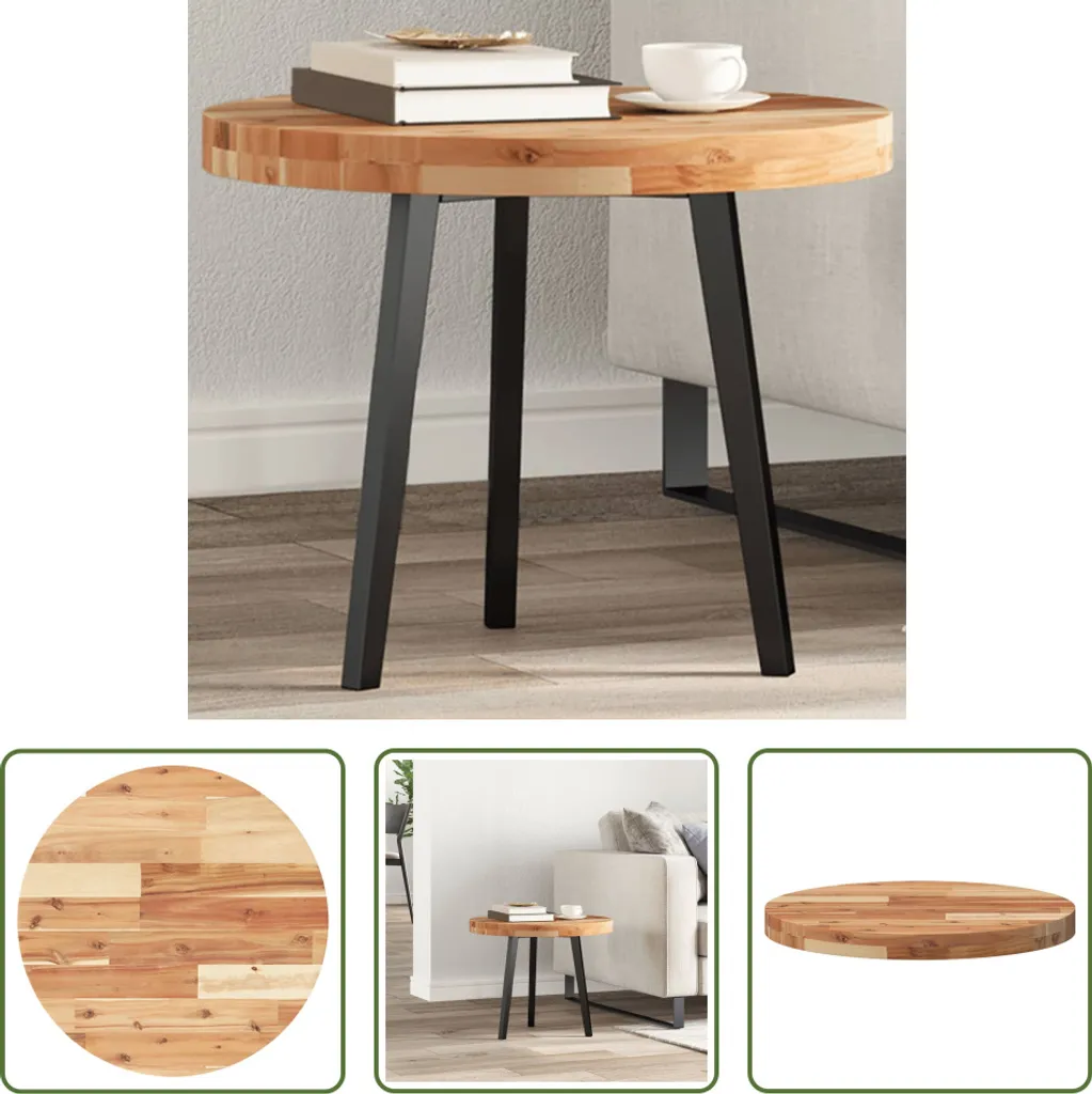 Piano per Tavolino Fai-da-te Ø50 cm - Legno Acacia Massello 4cm