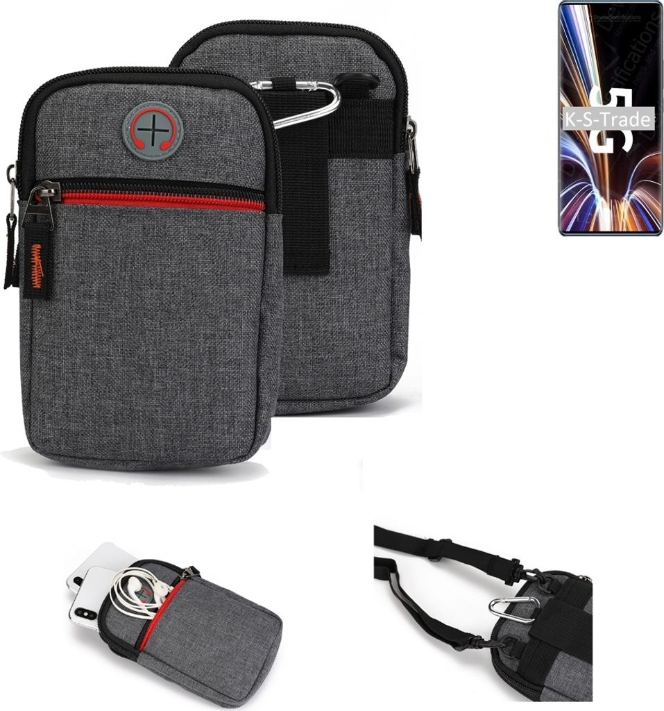 K-S-Trade Holster Gürteltasche kompatibel mit ZTE Axon 40 Pro Handy Tasche Schutz Hülle grau Zusatzfächer 1x