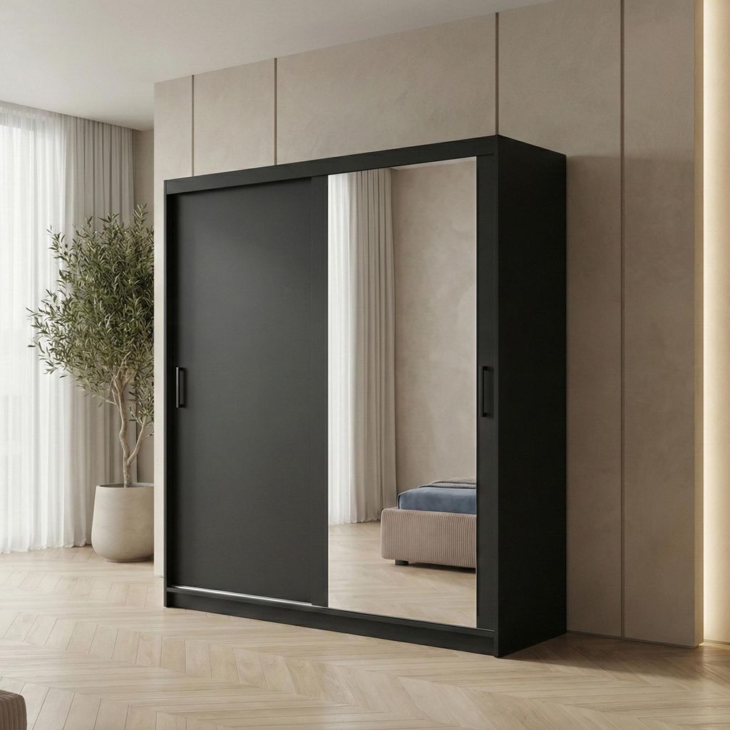 BEAUTYSOFA | Schwebetürenschrank HELA 180 cm Schwarz – Produktbild 