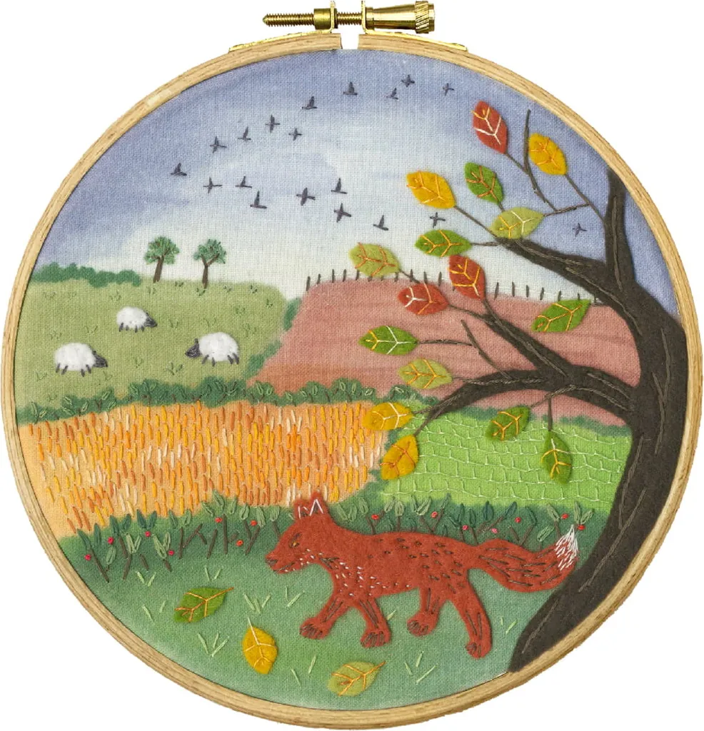 Bothy Threads Kit Broderie Feutre Feuilles Tombantes EFE9 Diamètre 15cm