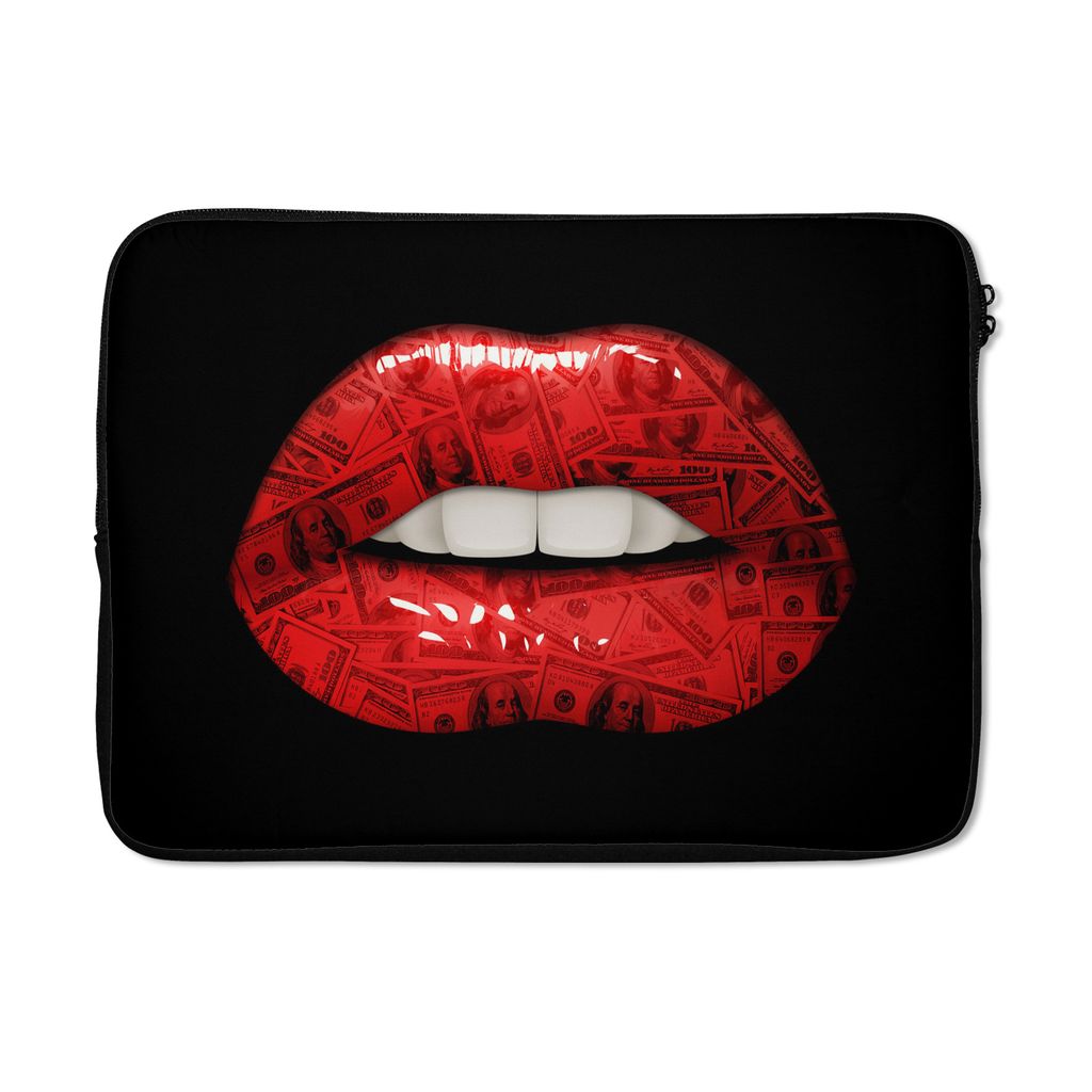 MuchoWow Laptop Hülle 14 ZollLippen - Geld - Rot Laptoptasche - Laptoptasche - Stoßsicher - Schutzhaube