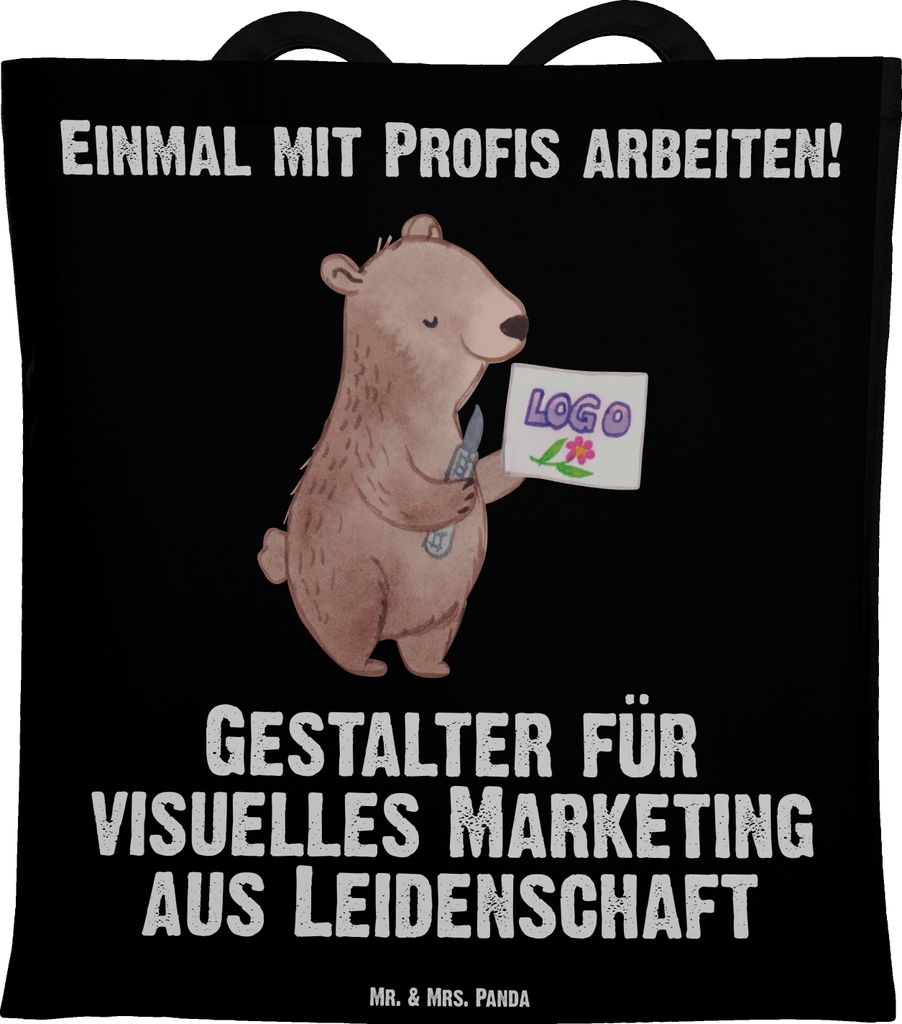 Mr. & Mrs. Panda Shopping Tasche Gestalter für visuelles Marketing Leidenschaft - Schwarz - Geschenk, Beutel, Einkaufstasche, Schultasche, Laptopt...