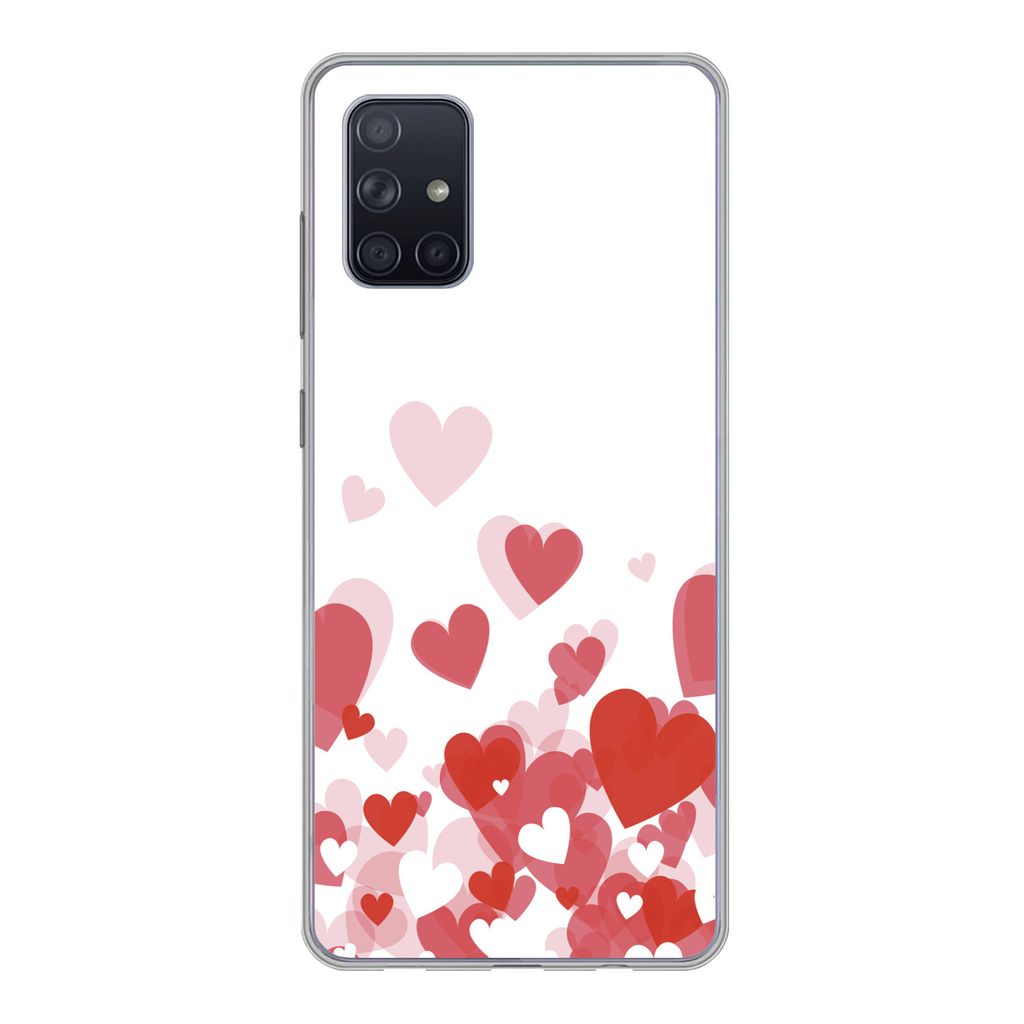 MuchoWow Handyhülle Schutzhülle Hülle für Samsung Galaxy A51 5G Eine Illustration eines Regens der Herzen Silikon Softcase Handy Hülle - Abb...