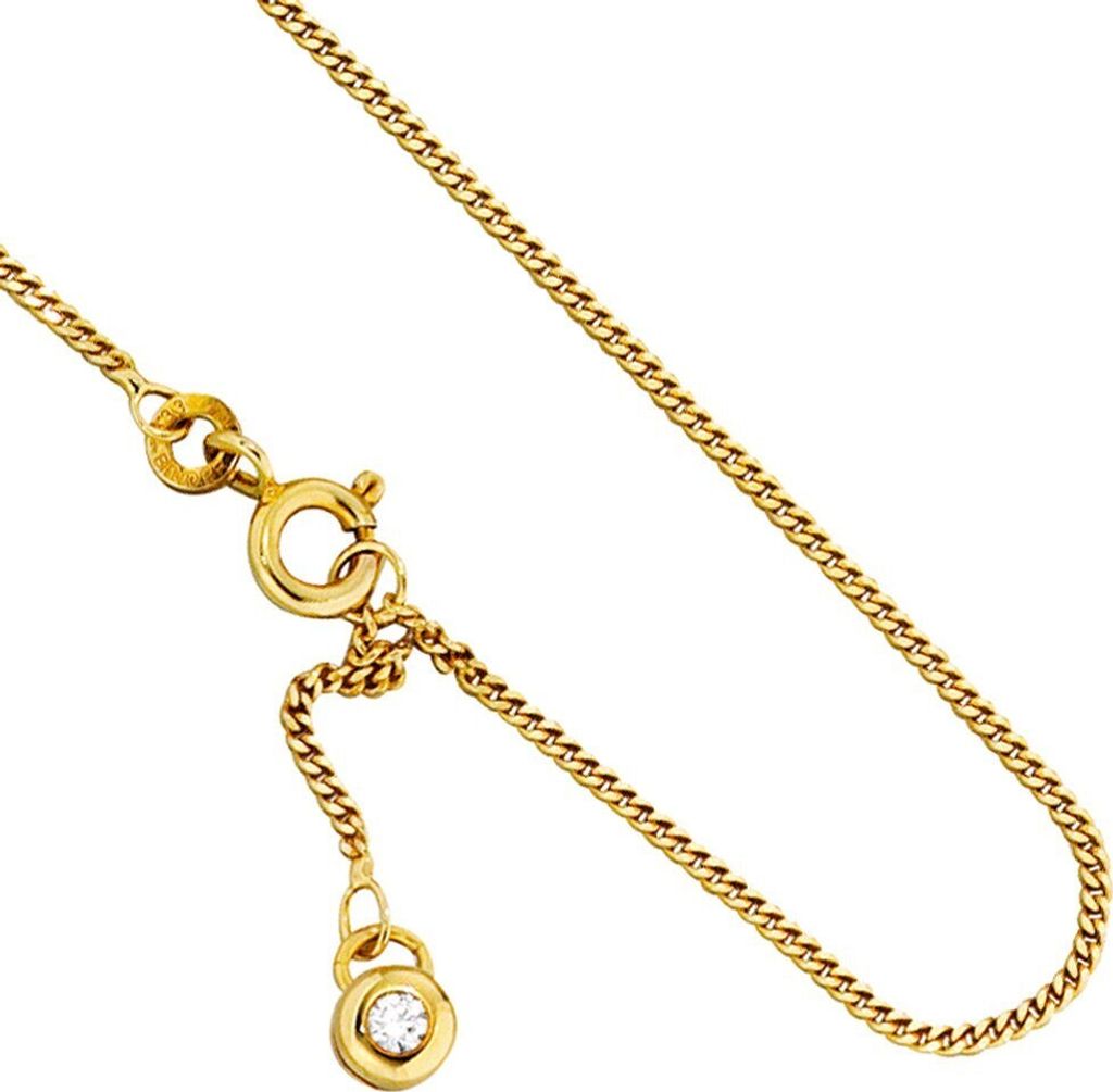 Fußkettchen Fußkette mit Zirkonia 333 Echt Gold Gelbgold schlicht 23-25cm