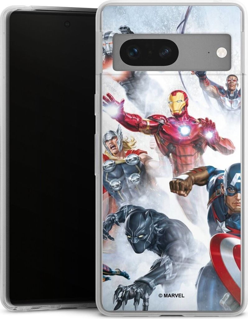 DeinDesign Slim Hülle für Google Pixel 7 Silikon Case Ultra Dünn Handyhülle Offizielles Lizenzprodukt Marvel The Avengers