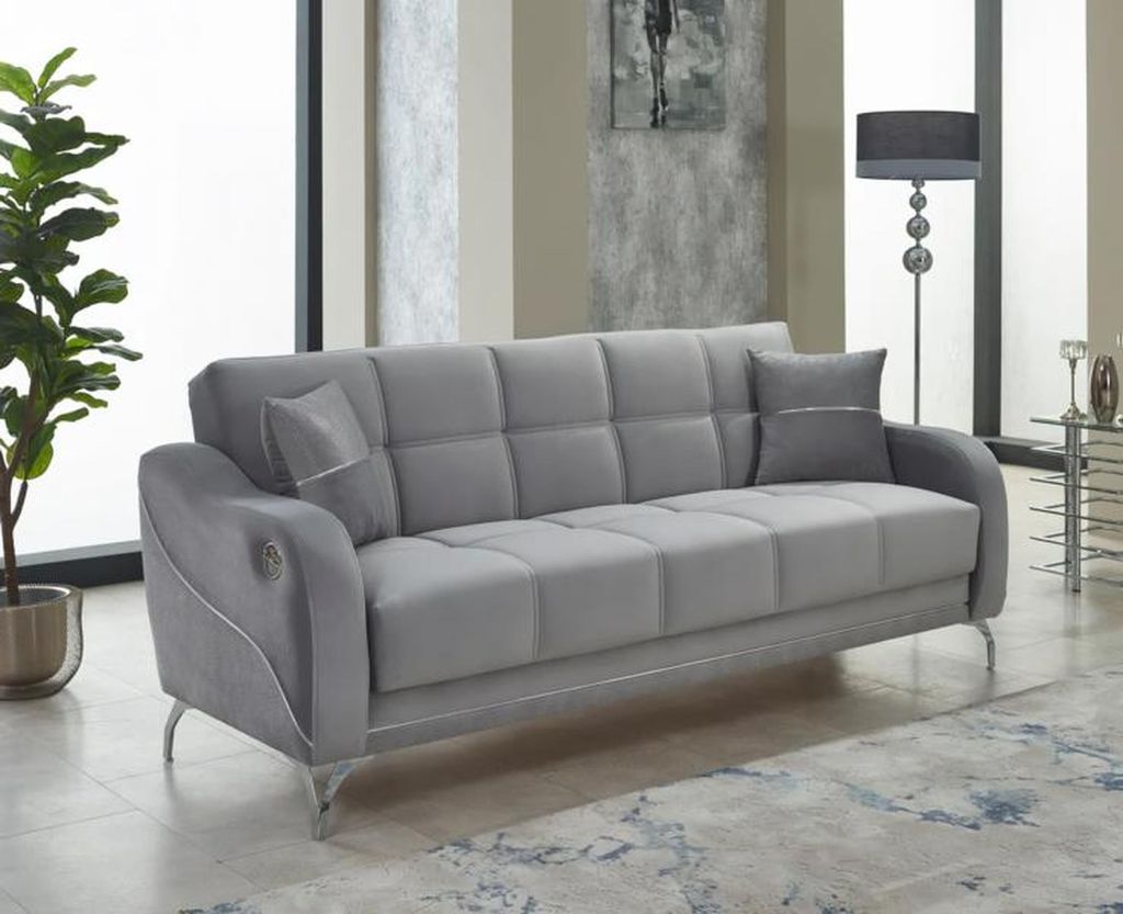 Dreisitzer Polstersofa Couch 3 Sitzer Stoffsofa Grau Sofa Design