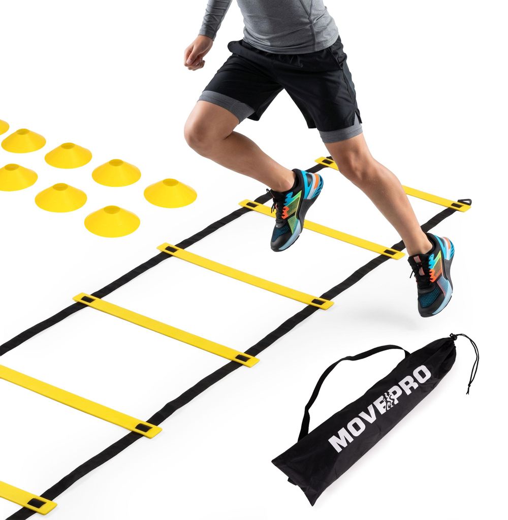 Koordinationsleiter für Übungen, 6 m, Fußballset, Hütchen, Tasche von MOVEPRO