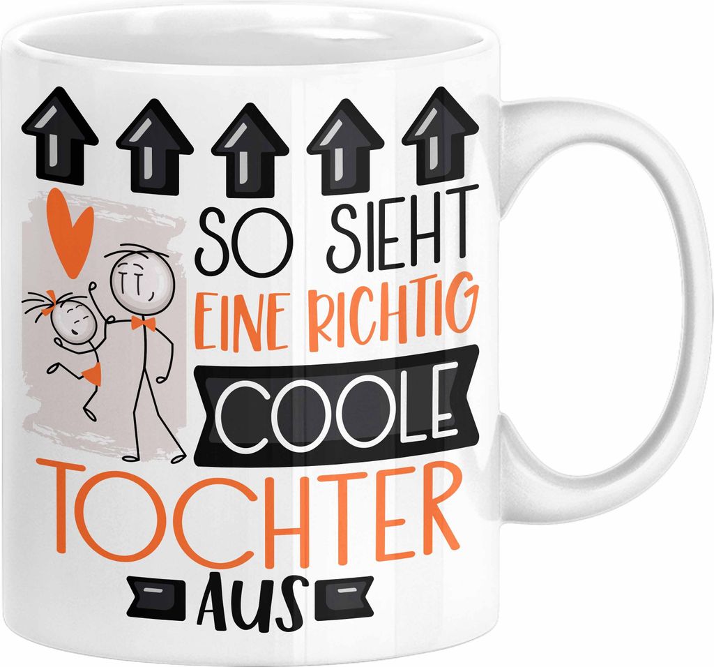 Tochter Geschenk Tasse Lustig Geschenkidee für Tochter Geburtstag So Sieht Eine Richtig Coole Tochter Aus Frauen Spruch (Weiß)