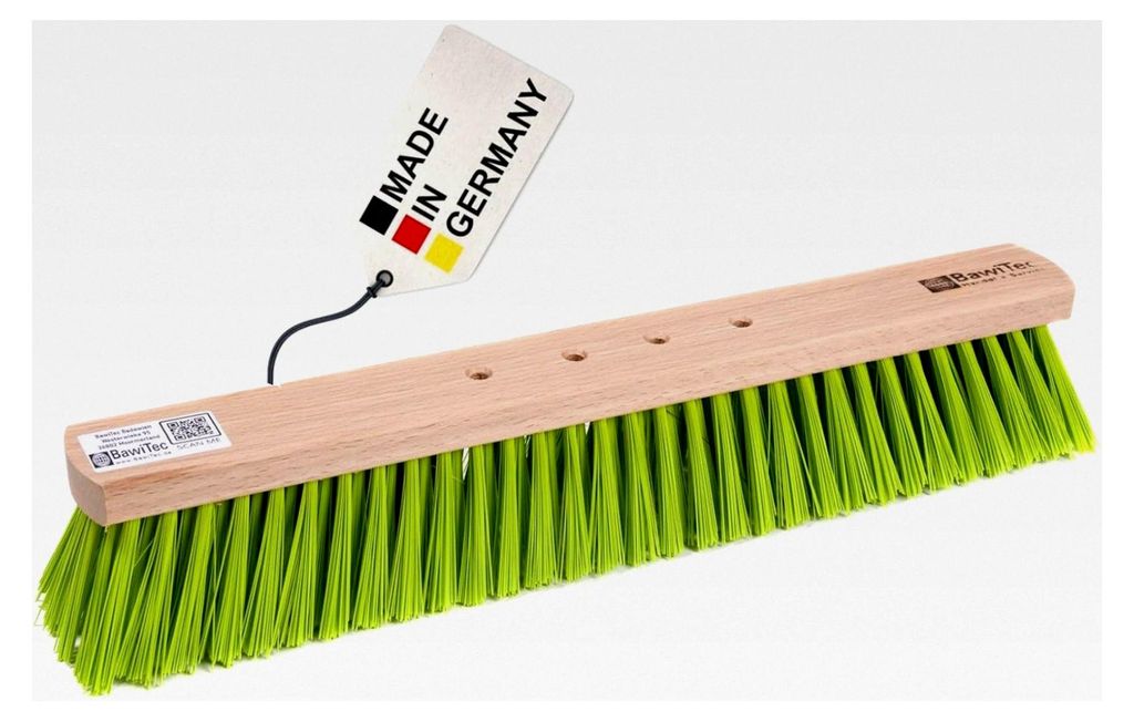 Straßenbesen 80 cm mit 4-Loch Wechselsystem und Elaston-Kunststoffborsten in neon-grün