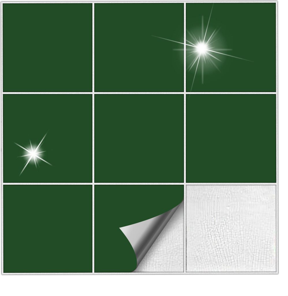 Fliesenaufkleber Für Bad, Küche etc Dunkelgrün 60 glänzend 15 x 15 cm 50 Stück