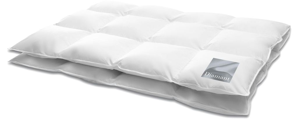 HANSKRUCHEN Diamant Bettdecke Daunen 100% 200x220 cm Medium waschbar Allergiker Ganzjahresdecke atmungsaktiv Daunendecke weiss