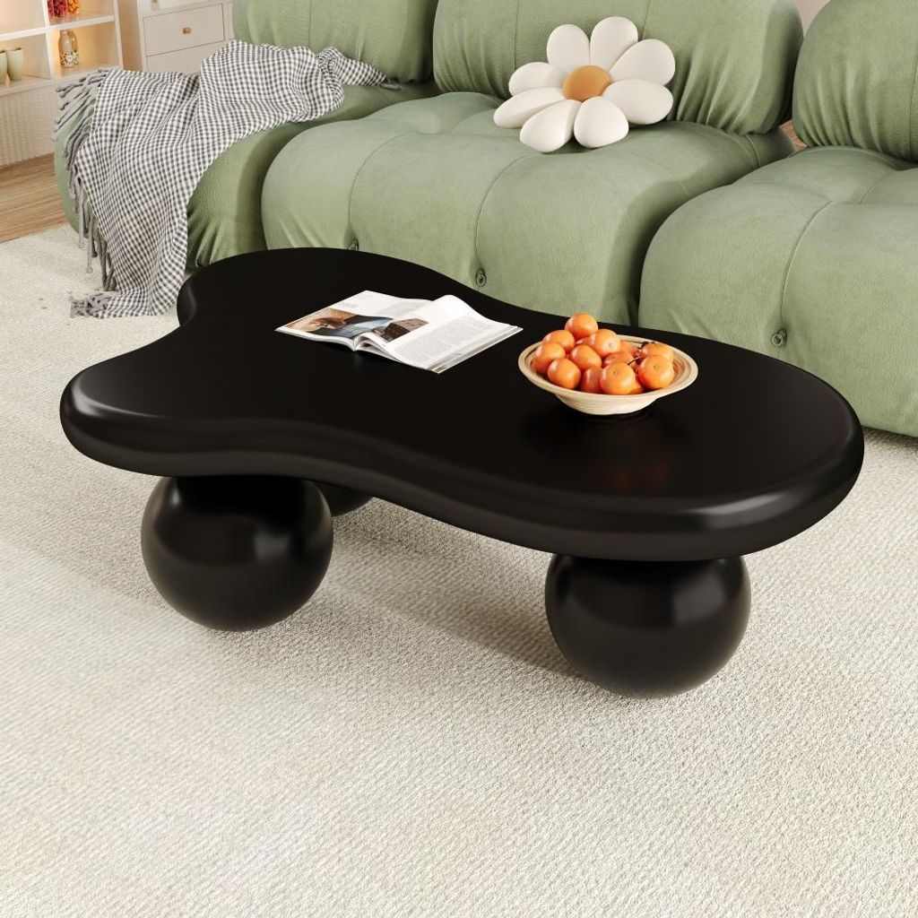 Stilvoller Wolken-Couchtisch mit LED, 16 Farben zur Auswahl, ideal für modernes Wohnzimmer & Kinderzimmer, Design mit runden Beinen, Schwarz