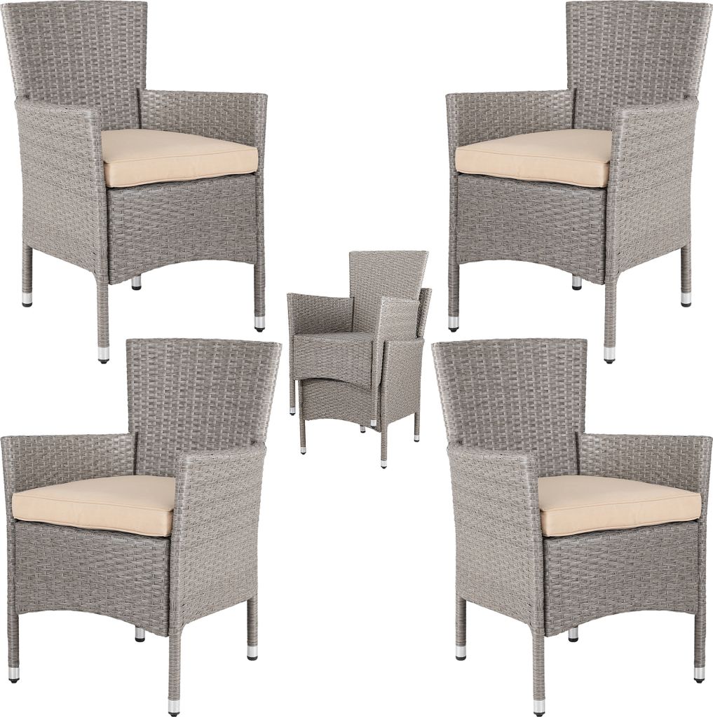 CASARIA® Gartenstühle 4er Set Polyrattan Stapelbar mit Produktbild 