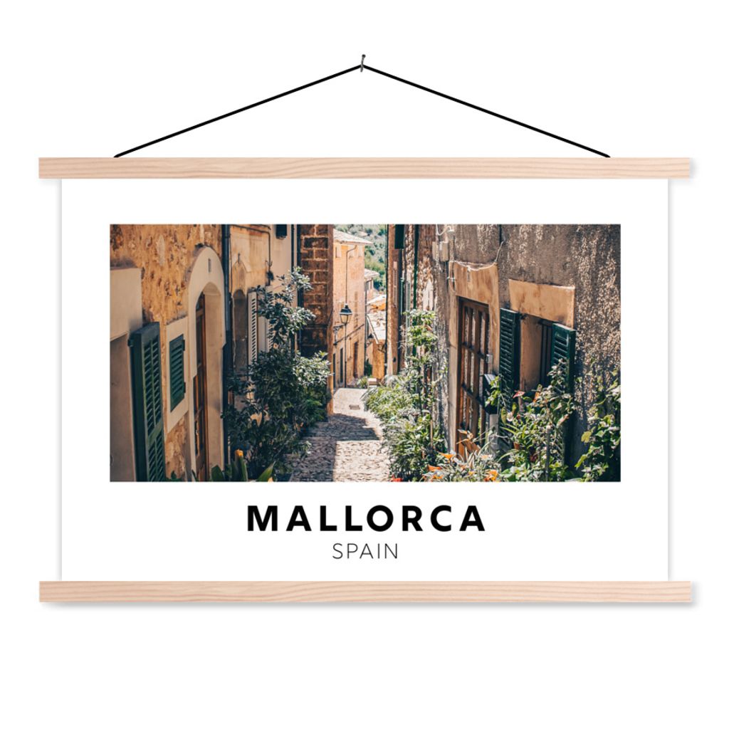 MuchoWow Textilposter Mallorca - Spanien - Pflanzen 120x80 cm mit holzfarbenen Rahmen - Aufhängeset